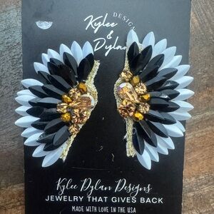 Kylee Dylan Black and White Wing Earrings